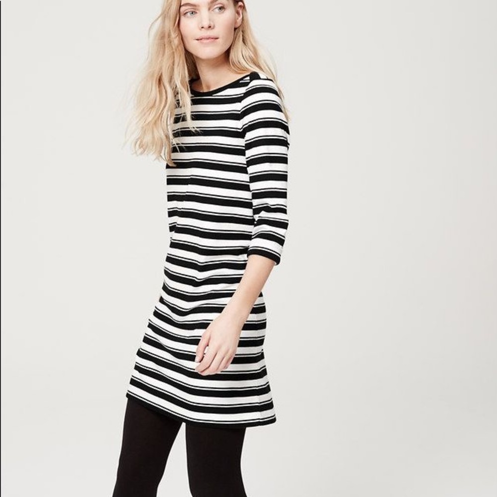 LOFT black and white boatneck dress - Picture 2 of 8